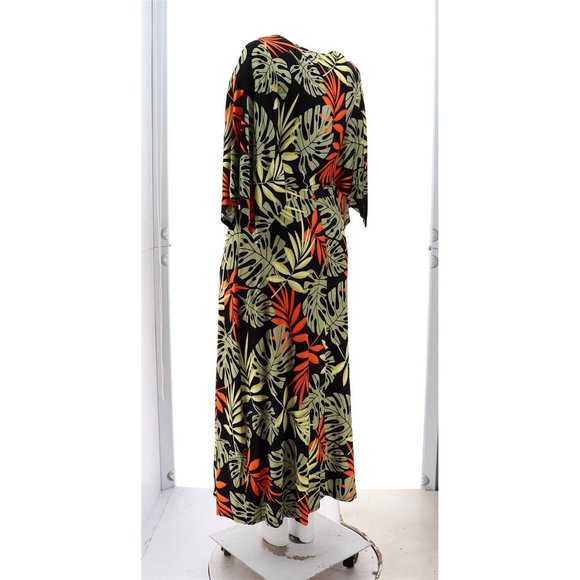 NWT G BY GIULIANA ECOLUXE KNIT DRESS BLACK PALM LARGE - Picture 4 of 12